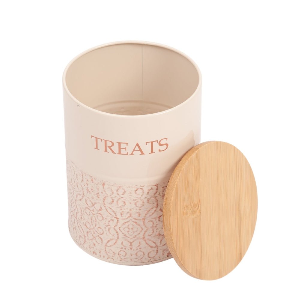 Country Living Dog Treat Canisters - Set of 2 Carbon Steel Jars with Bamboo Lids – White Swan