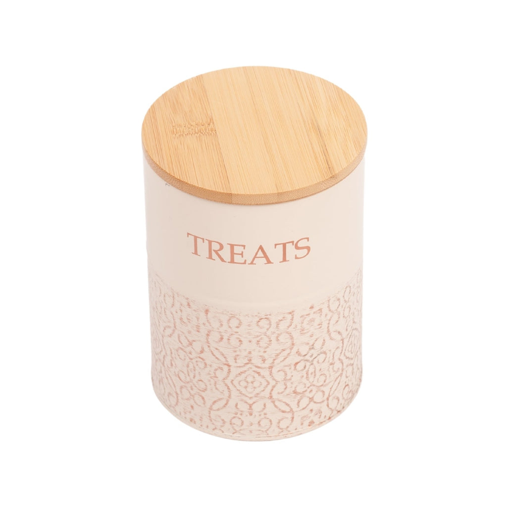Country Living Dog Treat Canisters - Set of 2 Carbon Steel Jars with Bamboo Lids – White Swan