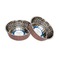 Country Living Set of 2 Hammered Stainless Steel Dog Bowls – Ideal for Extra Large Breeds – Rose Quartz/64oz