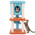 Cute Monster-Themed Cat Tower with Private Condo and Soft Long Plush-Blue Default Title