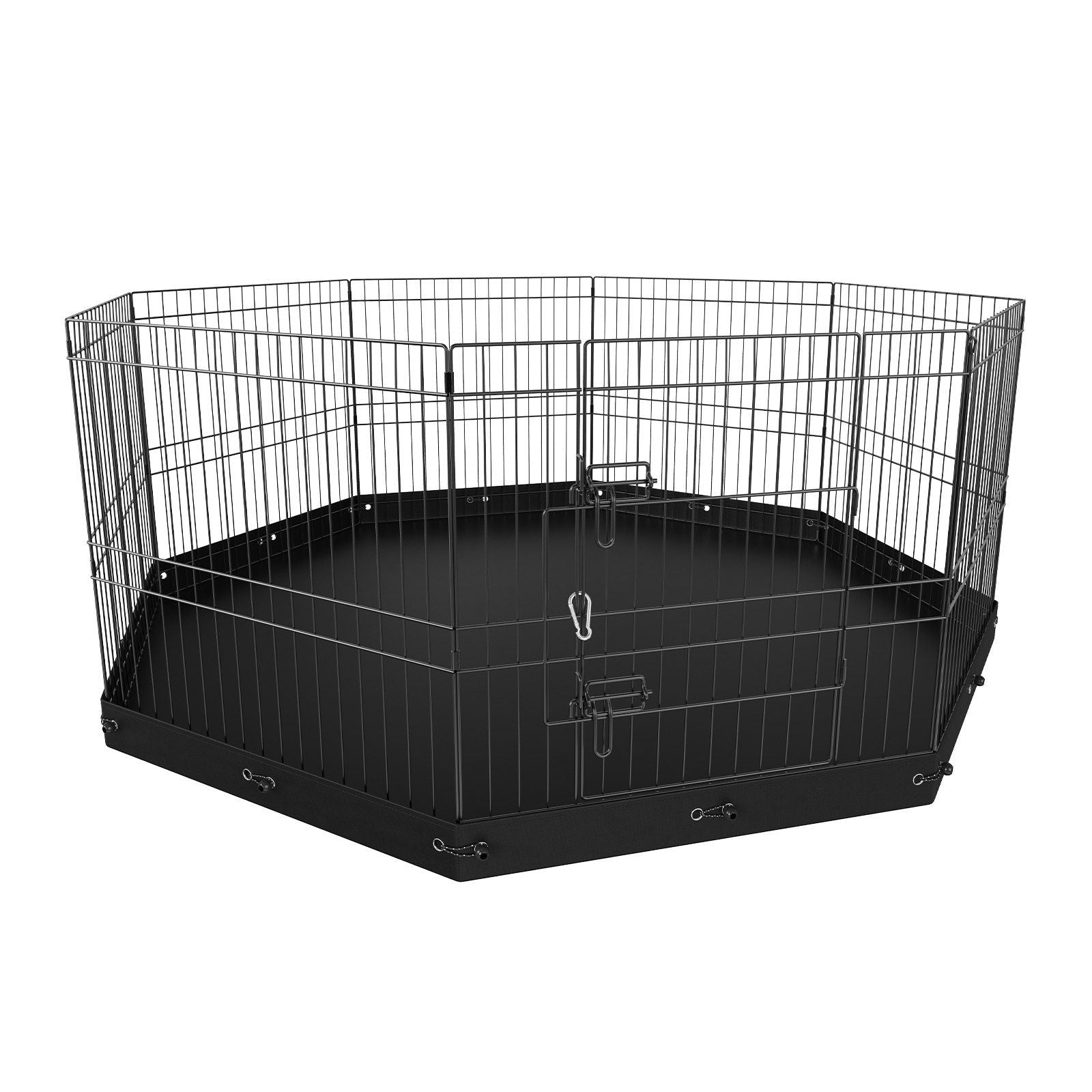 Dog Playpen, 8 Panels Foldable Metal Dog Exercise Pen with Bottom Pad, 24" H Pet Fence Puppy Crate Kennel with Ground Stakes, Indoor Outdoor Dog Pen for Small Medium Pets, for Camping, Yard Default