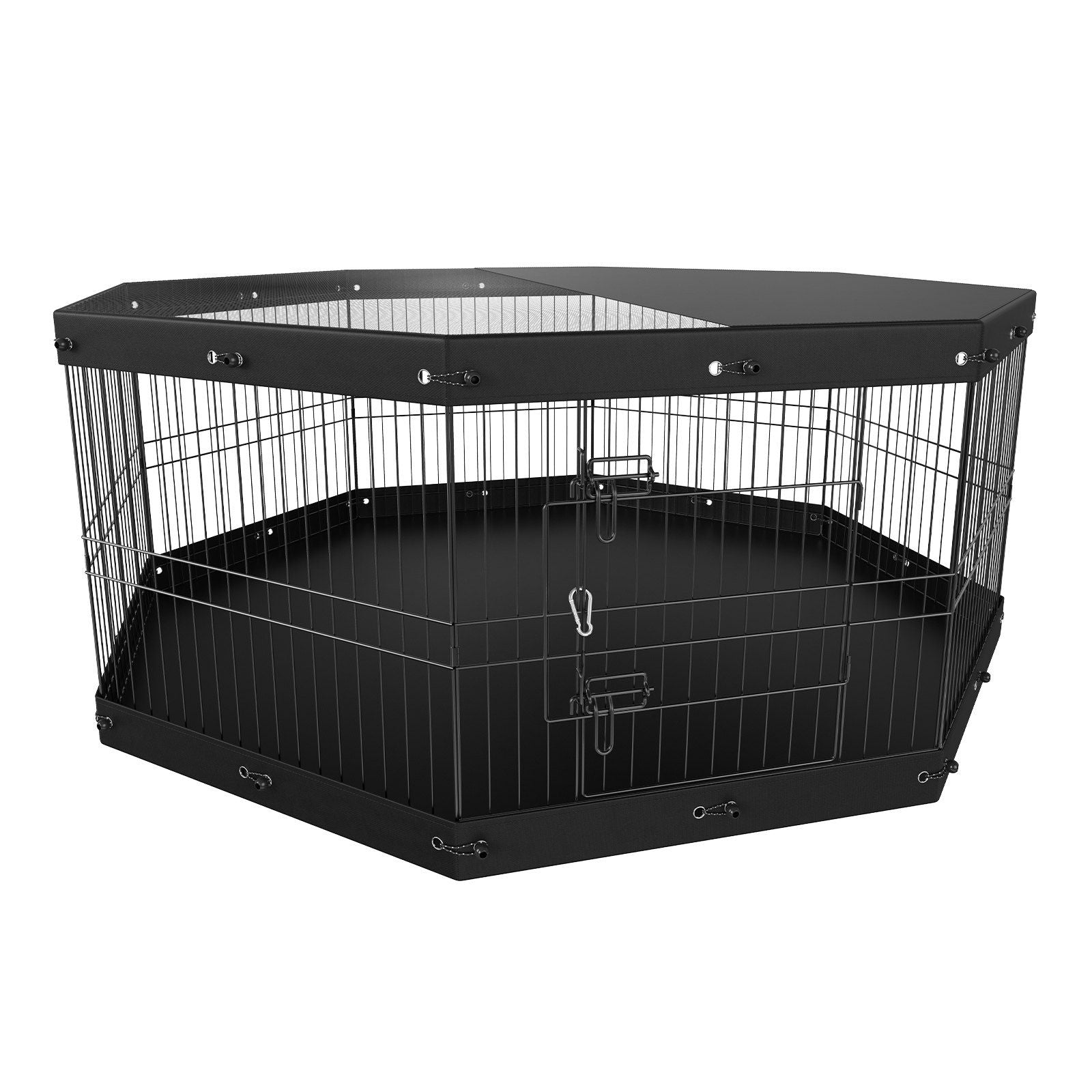 Dog Playpen, 8 Panels Foldable Metal Dog Exercise Pen with Top Cover and Bottom Pad, 24" H Pet Fence Puppy Crate Kennel, Indoor Outdoor Dog Pen for Small Medium Pets, for Camping, Yard Default