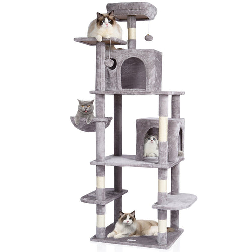 Cat Tree 68.5" Cat Tower with Cat Condos Sisal Scratching Post Light Grey Default