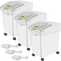 Ingredient Bin, 5.2 Gallons Capacity Ingredient Storage Bin, 3 Pcs/Set, PP Material Flour Bins On Wheels, White Shelf Ingredient Bin with Scoop and Sliding Lid, Commercial Storage Bins 3 sets 25L x 3 (6.6 Gallon x 3)
