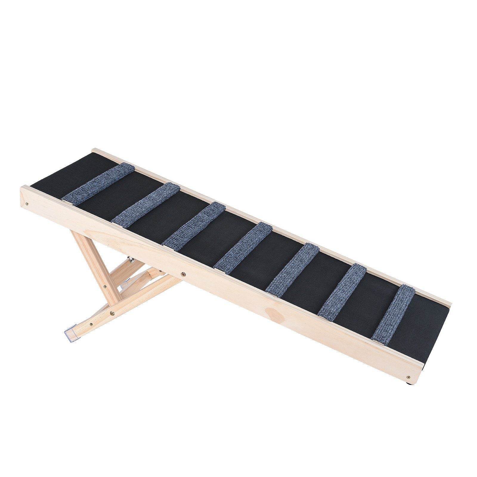 Dog Ramp, Folding Pet Ramp for Bed, Adjustable Dog Ramp for Small, Large, Old Dogs & Cats, Wooden Pet Ramp with 39.3" Long Ramp, Adjustable from 15" to 22", Suitable for Couch, Sofa, Car Defalut