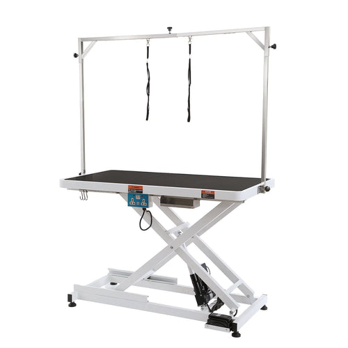 50" Electric Pet Grooming Table, Heavy Duty Dog Grooming Arm for Large Dogs, Height Adjustable Dog Grooming Station, Anti Slip Tabletop/Dog Grooming Station, Max Bearing 400LBS 50 inch Double Arm