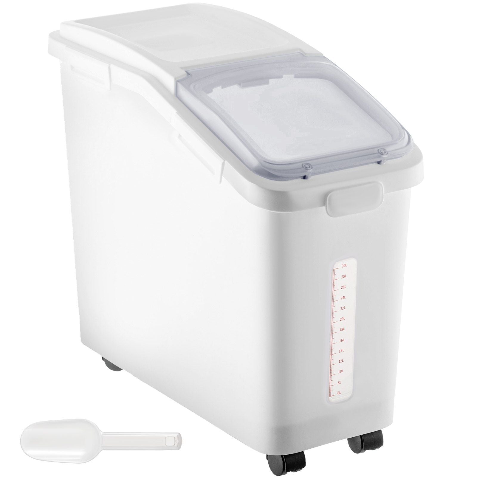 Ingredient Storage Bin, 11.4 Gallon Capacity Shelf Ingredient Bin, 280 Cup Flour Bins on Wheels Commercial Prosave Shelf-storage Ingredient Bin with Lid and Scoop Rice Bin for Kitchen White 11.4 Gallon 1 pcs