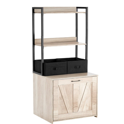 Cat Litter Box Enclosure Litter Box Furniture Hidden 2 Shelves & 2 Baskets 23.6"L x 19.7"W x 50"H – 2 Shelves