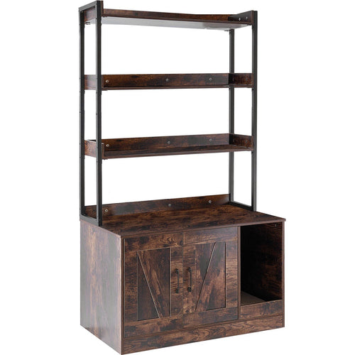 Cat Litter Box Enclosure Wooden Litter Box Furniture Hidden with 3 Shelves 33.5"L x 19.3"W x 58.7"H – 3 Shelves