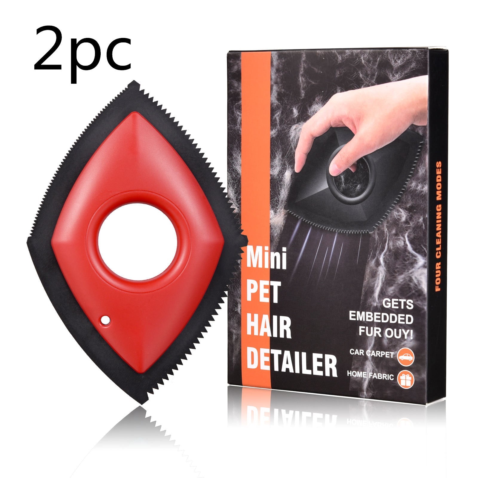 Pet Hair Remover Professional Hair Removal Tool For Cars Carpets Fur Catcher Cleaning Products Accessories 2PC red