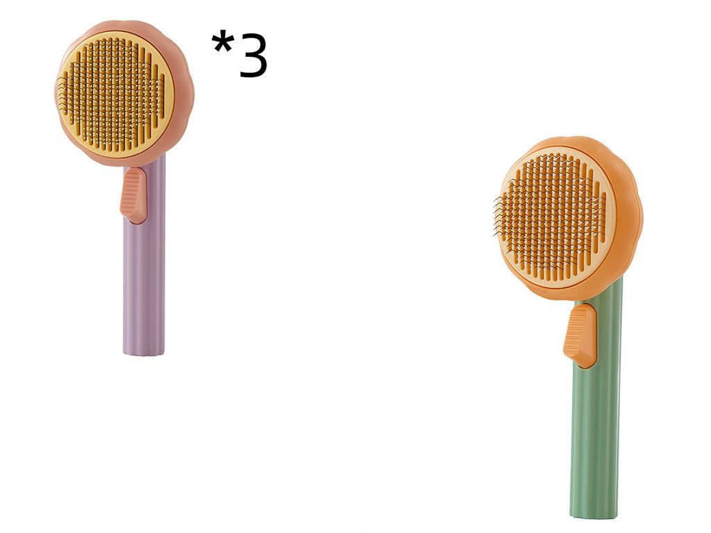 New Pet Cat Brush Hot Selling Hand-held Steel Wire Self-cleaning Comb Looper For Hair Removal Set