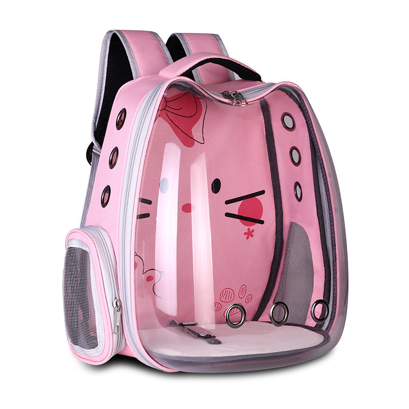 Pet Space Breathable Shoulder Cat Dog Backpack Pink