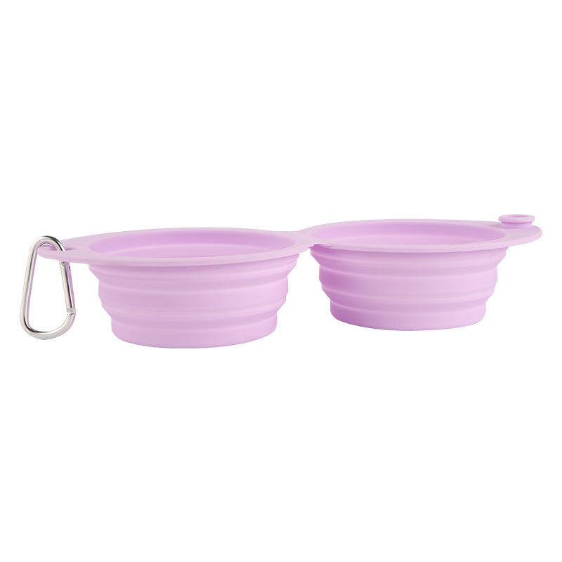 Pet Silicone Foldable Bowl Outdoor Portable Feeding Purple 30x13.4x5CM