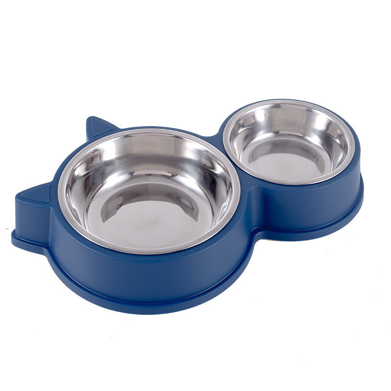 Dogs And Cats Anti-tumble Double Bowl Automatic Drinking Pet Supplies Cat Ear Blue