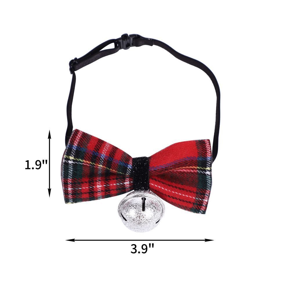 Christmas Triangle Pet Towel Santa Deer Print Dog Scarf Collar Premium Durable Fabric Holiday Decorative Bib For Pets Red Plaid Bow Tie