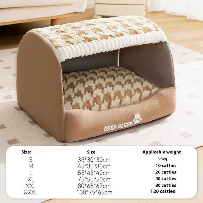 Small Dog Three-dimensional Bear Curved Room Kennel Removable Nest Warm Enclosed Cave Sofa Pets Supplies Yellow