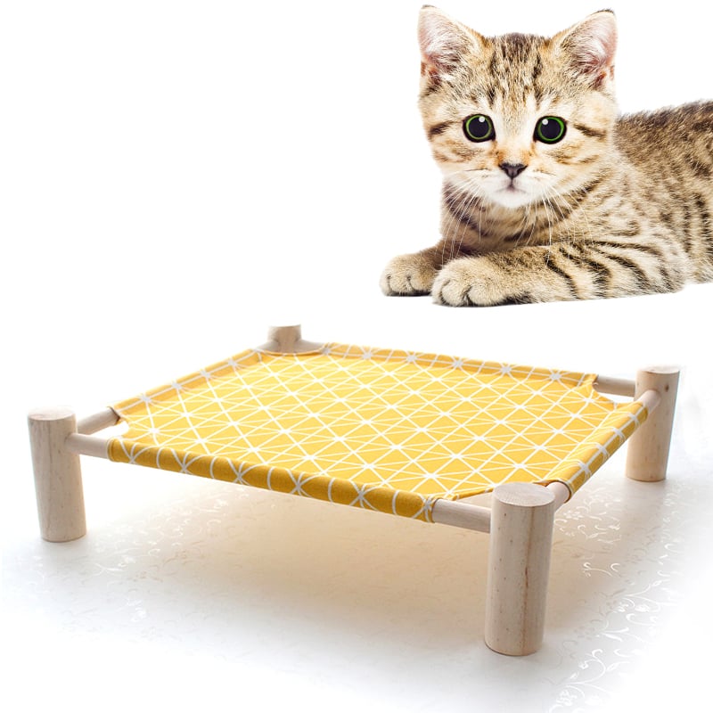 Washable Solid Wood Pet Dog Bed (Removable Cover)