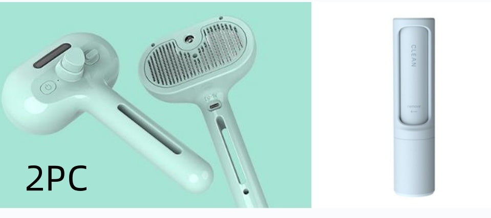 Pet Comb Self Cleaning Pets Hair Remover Brush For Dogs Grooming Tools Dematting Comb Built-in Mist Humidifier Pet Products RK56 USB Green set2