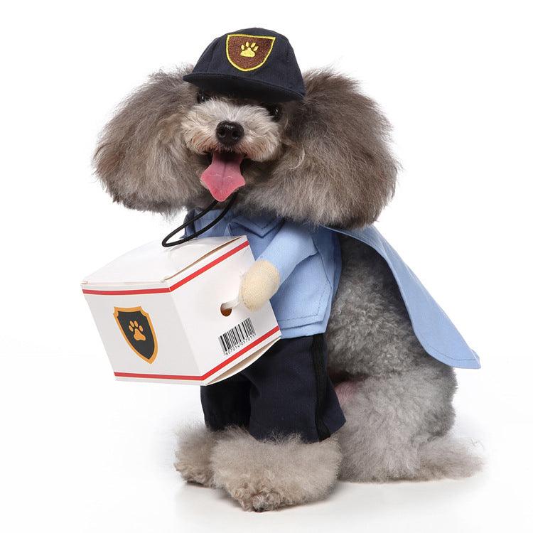Funny Cosplay Pet Costume Set: Cute Cartoon Dog Outfit For Halloween And Christmas Dress-Up Courier