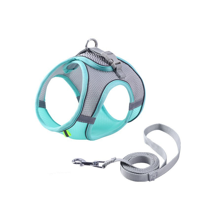 Reflective Dog Vest Harness & Leash – Breathable Polyester | XXS–L | 7 Colors