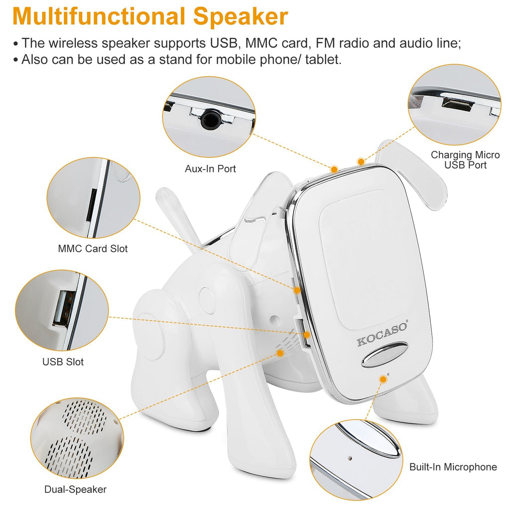Puppy Dog Wireless Mini Speaker – Stereo, Mic, FM, USB, MMC