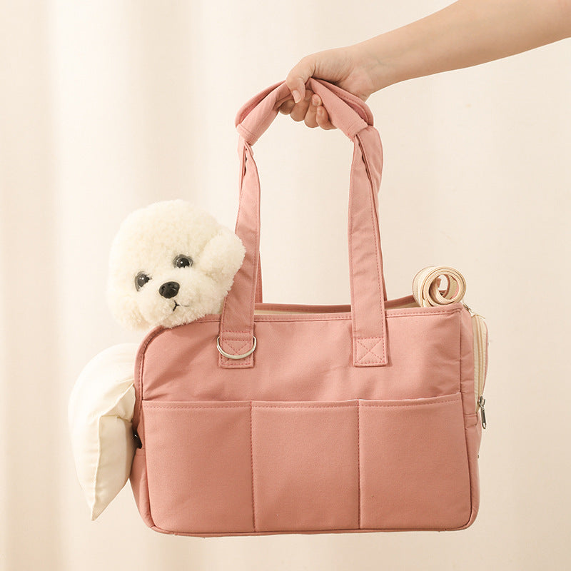 Pet Dog Cat Outgoing Bag Made Of Pure Cotton With Large Capacity Pets Supplies Peach