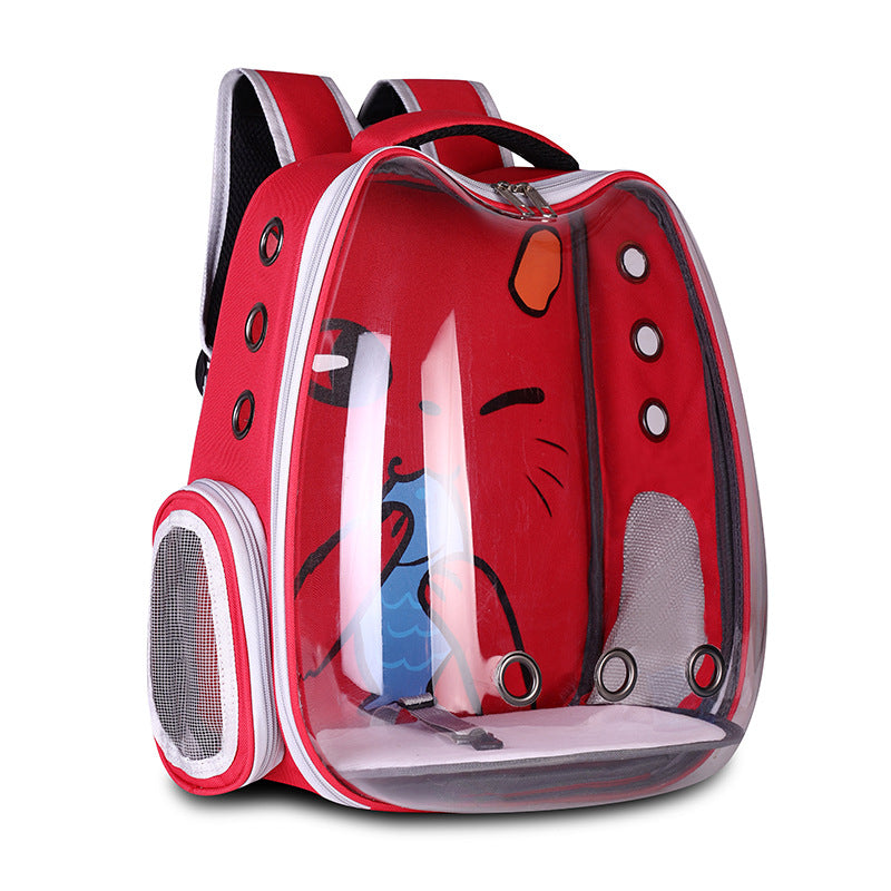 Pet Space Breathable Shoulder Cat Dog Backpack Red