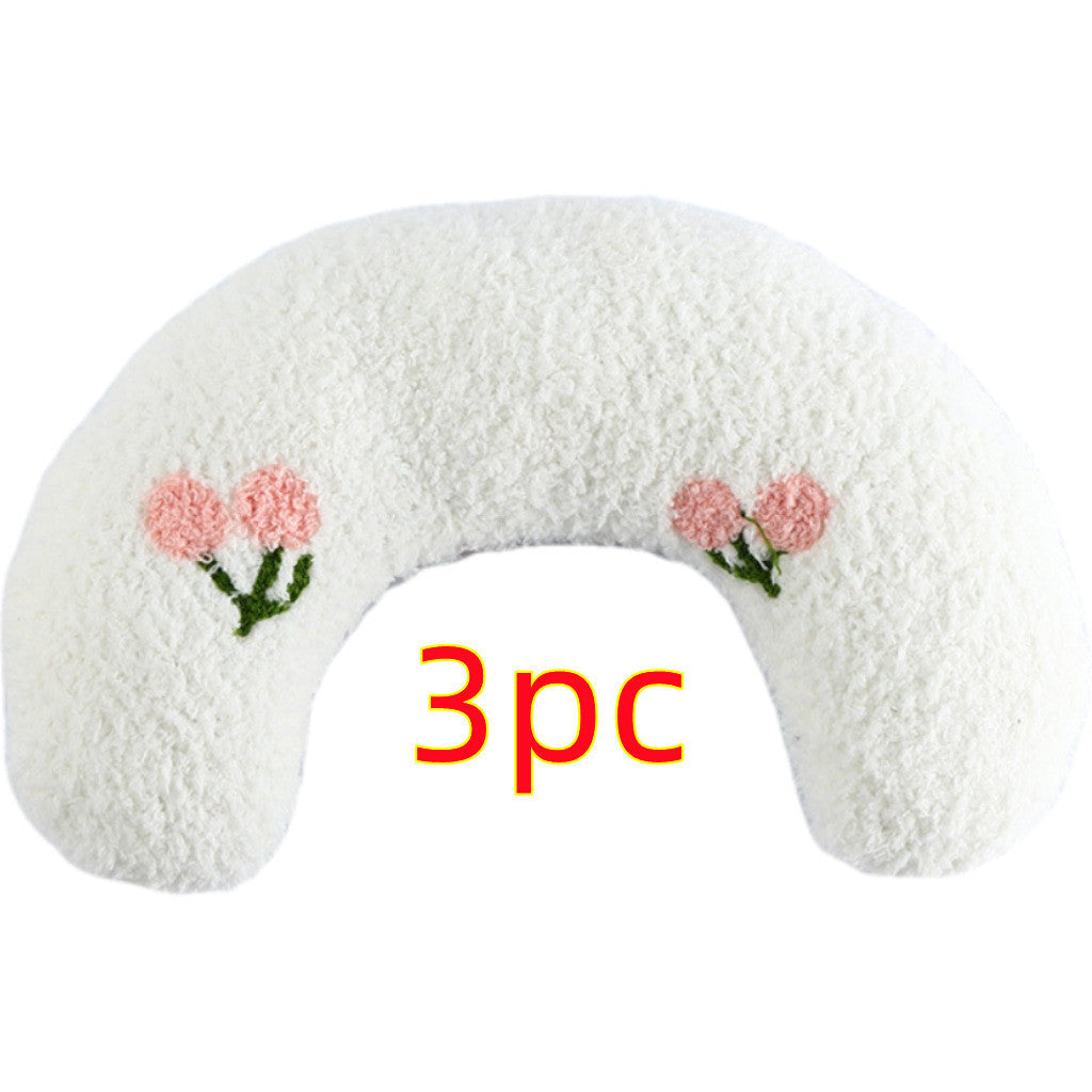 Little Pillow For Cats Fashion Neck Protector Deep Sleep Puppy U-Shaped Pillow Pets Pillow Kitten Headrest Dog Sleeping Pillow Pet Products White 3PCS