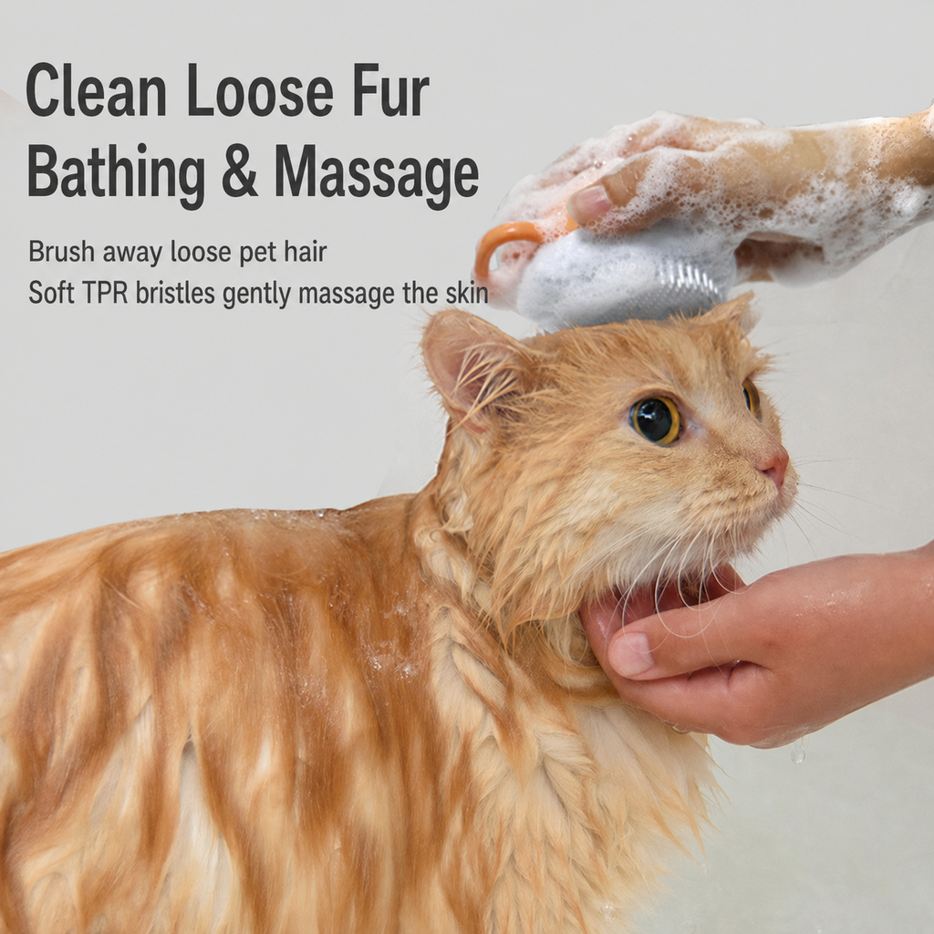 Pet Shampoo Dispensing Bath Brush