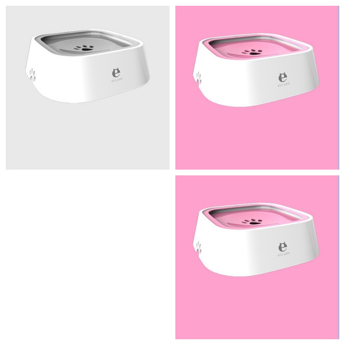 1.5L Cat Dog Water Bowl Carried Floating Bowl Anti-Overflow Slow Water Feeder Dispenser Pet Fountain ABS&PP Dog Supplies 2Pink1Grey