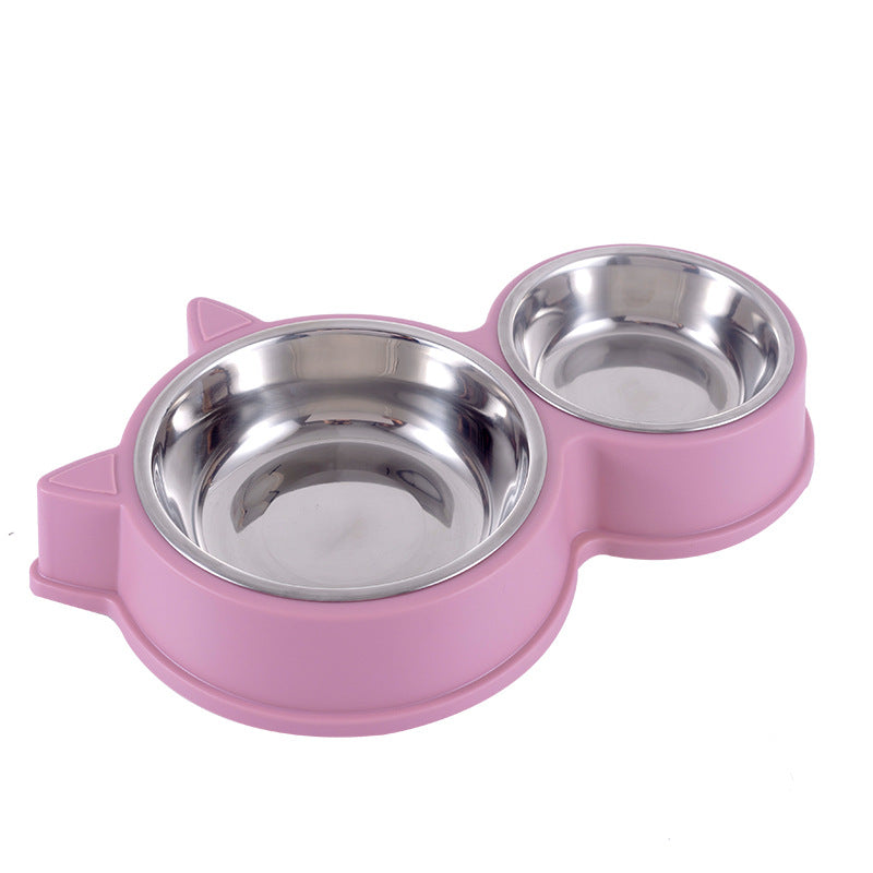 Dogs And Cats Anti-tumble Double Bowl Automatic Drinking Pet Supplies Cat Ear Pink