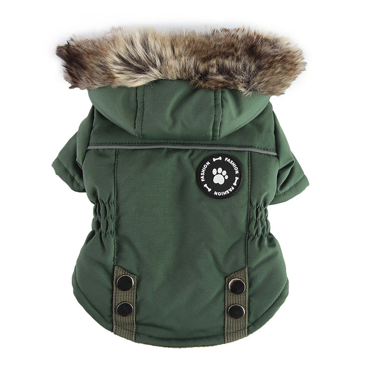 Pet Winter Cotton Dog Clothes Zipper Jacket Dog Supplies DZ275 Army Green