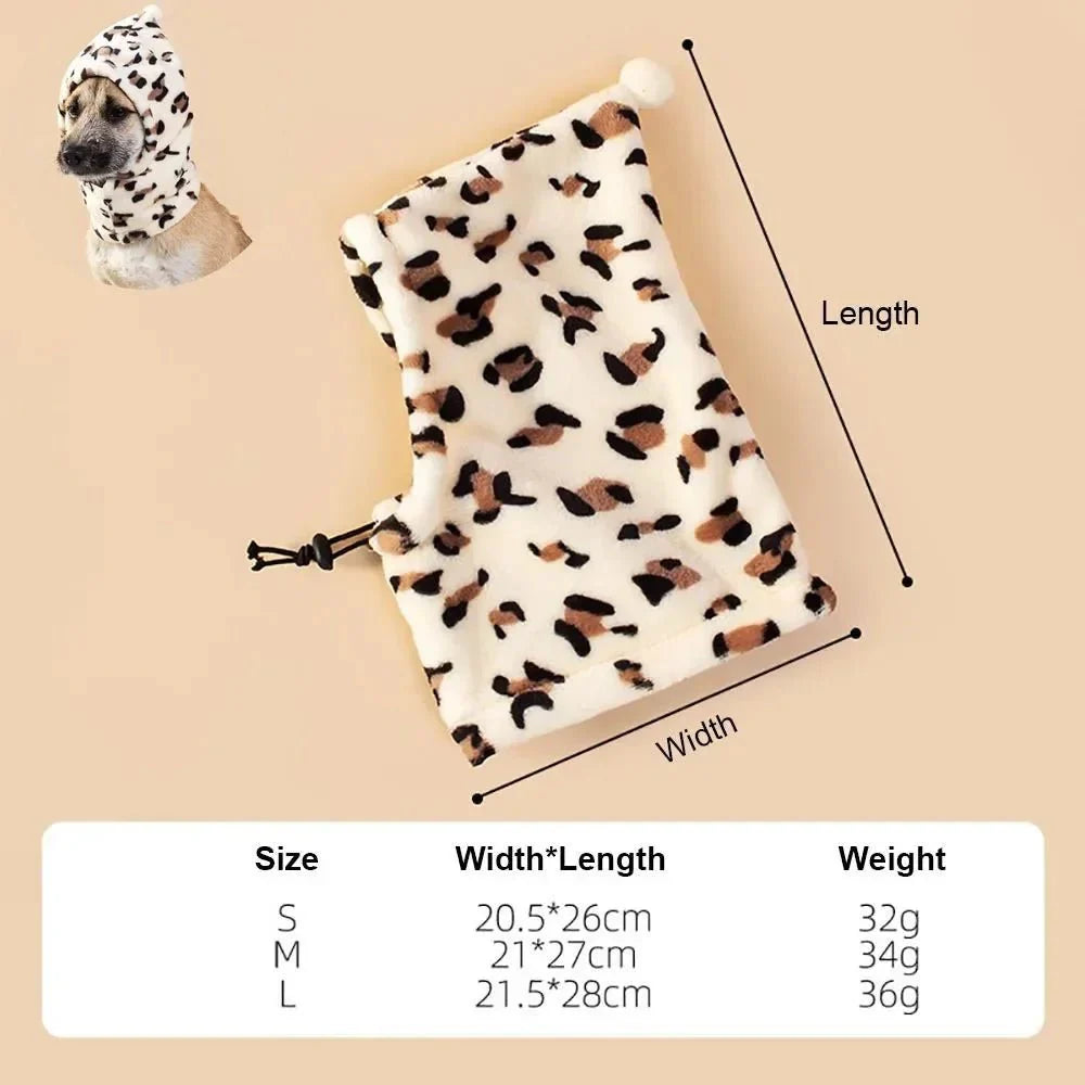 Dog Calming Earmuffs | Soft Noise-Reducing Snood for Dogs and Cats Leopard Print S