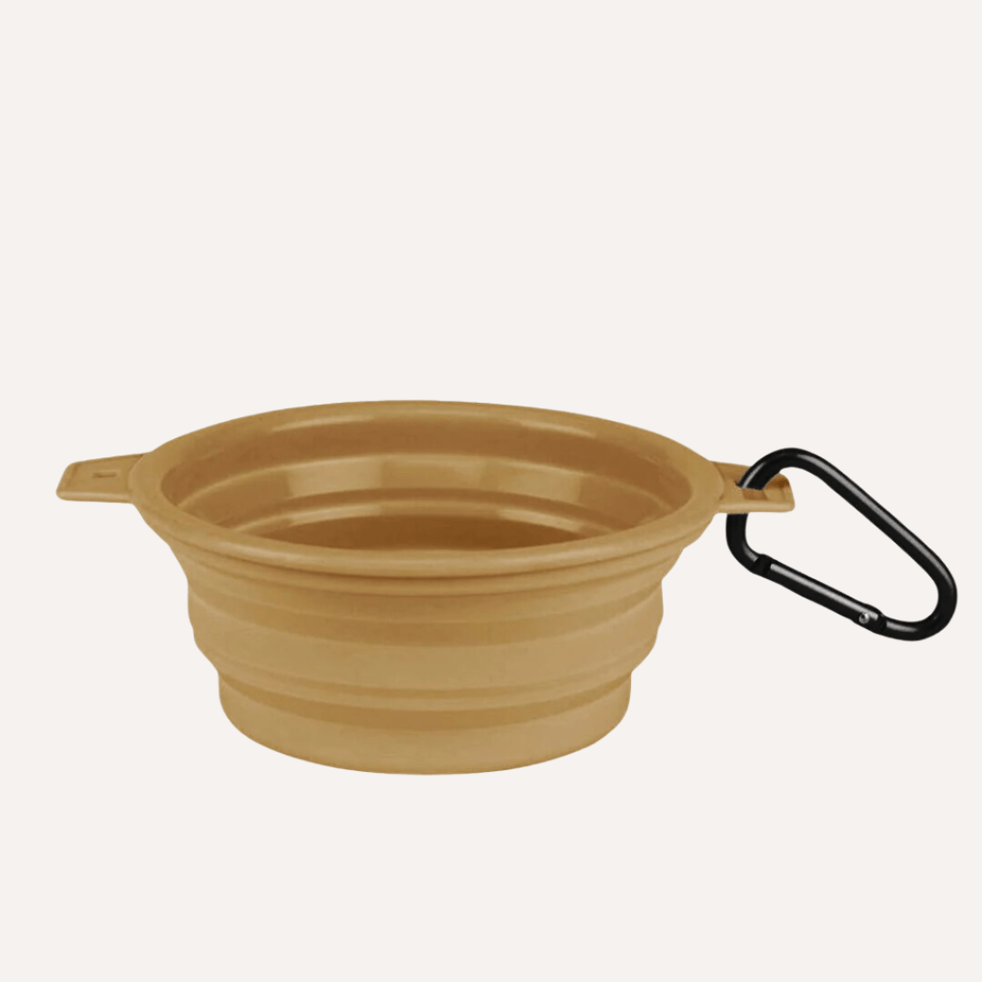 Tilley + Me Collapsible Travel Pet Bowl with Clip – Compact, Reusable and Easy to Clean Sandstone