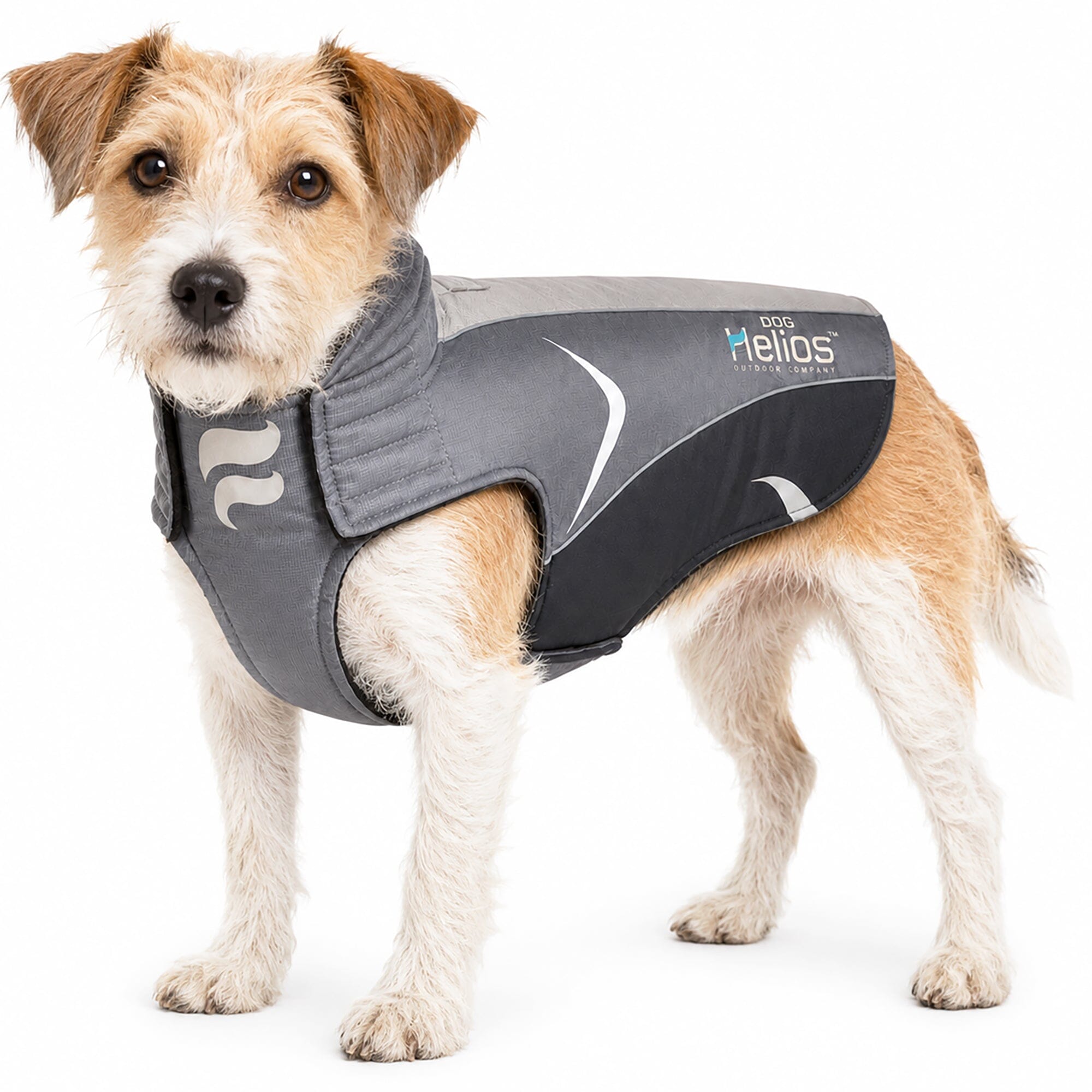 Dog Helios ® Altitude-Mountaineer Wrap-Hook-and-Loop Waterproof Dog Coat Black, Grey