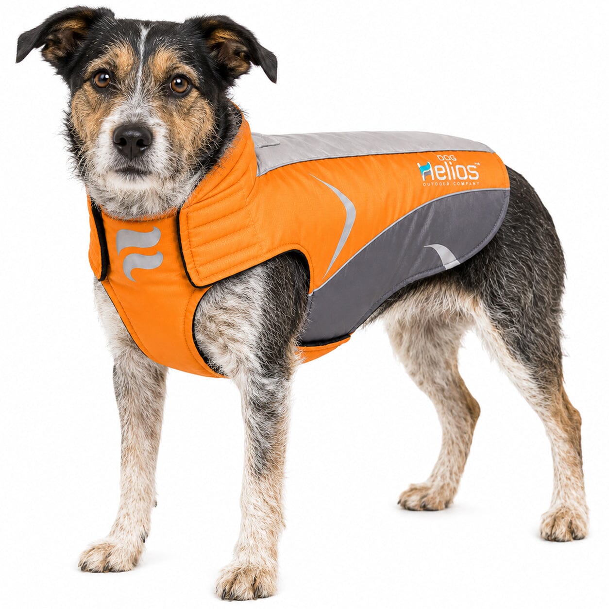 Dog Helios ® Altitude-Mountaineer Wrap-Hook-and-Loop Waterproof Dog Coat Orange, Charcoal Grey, Light Grey