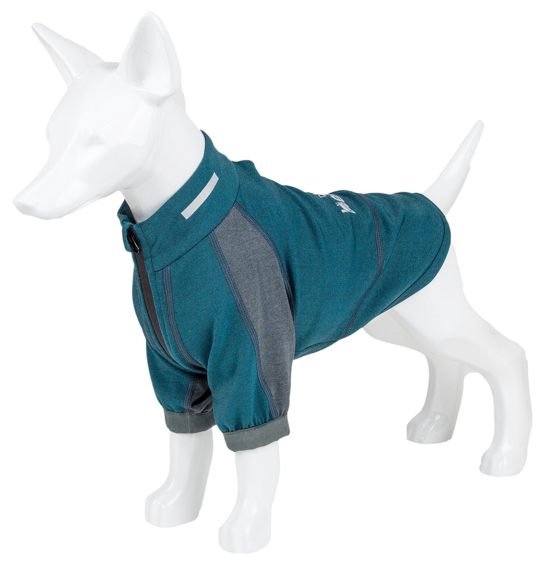 Dog Helios ® 'Eboneflow' Mediumweight 4-Way-Stretch Flexible And Breathable Performance Dog Yoga T-Shirt Ocean Blue Gray