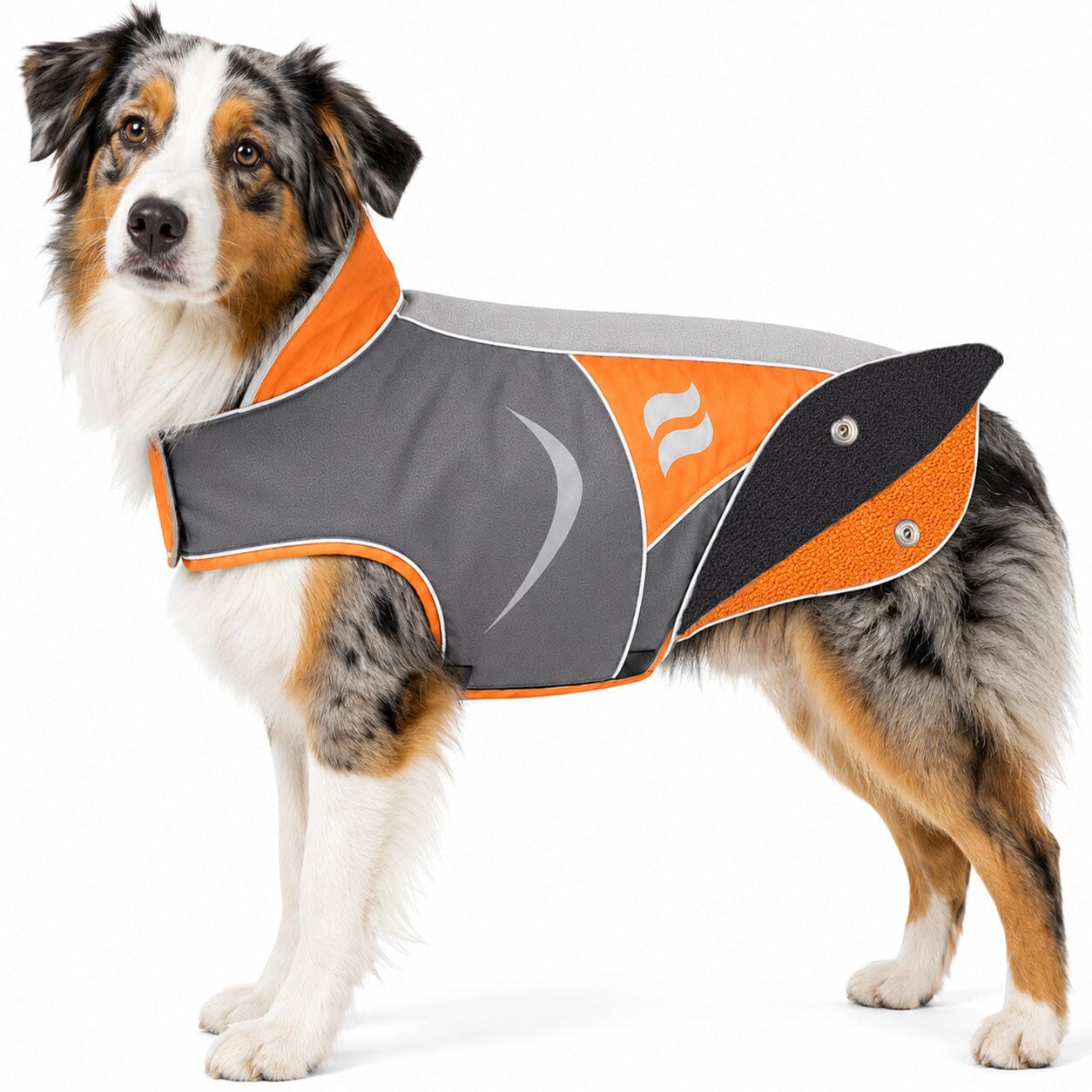 Dog Helios ® Lotus-Rusher 2-in-1 Dual-Removable Layered Performance Dog Jacket Orange, Charcoal Grey, Light Grey