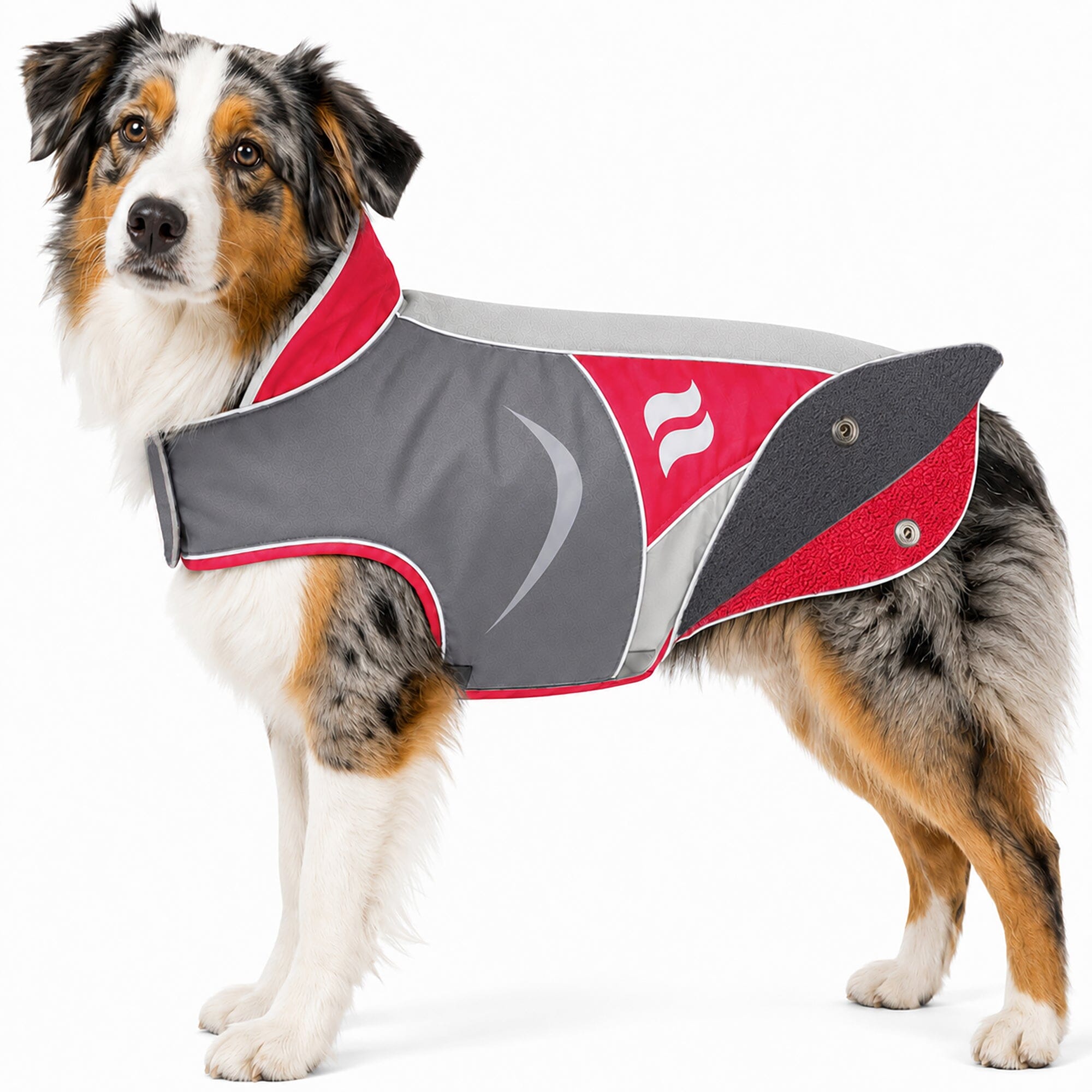 Dog Helios ® Lotus-Rusher 2-in-1 Dual-Removable Layered Performance Dog Jacket Red, Charcoal Grey, Light Grey