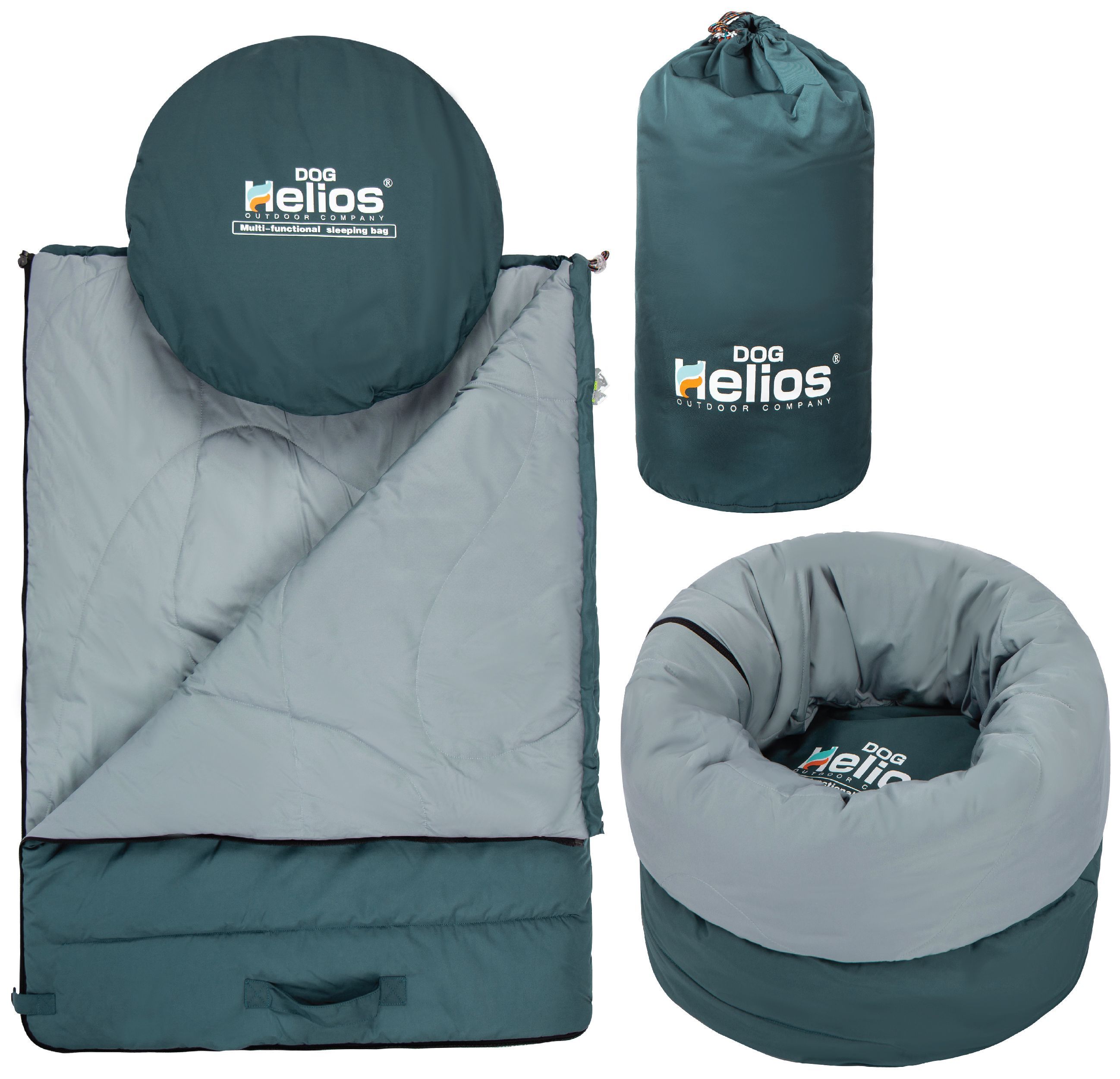 Dog Helios ® 'Switch-Back' 2-in-1 Convertable Travel Dog Mat and Rounded Camping Bed Green