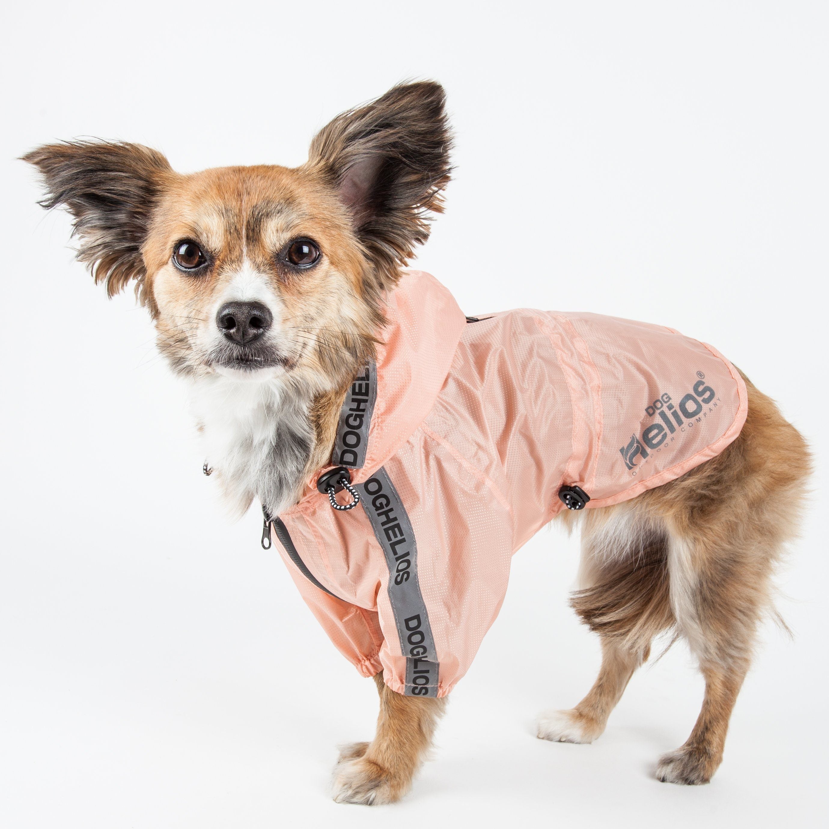 Dog Helios ® 'Torrential Shield' Adjustable and Waterproof Dog Raincoat Poncho Peach