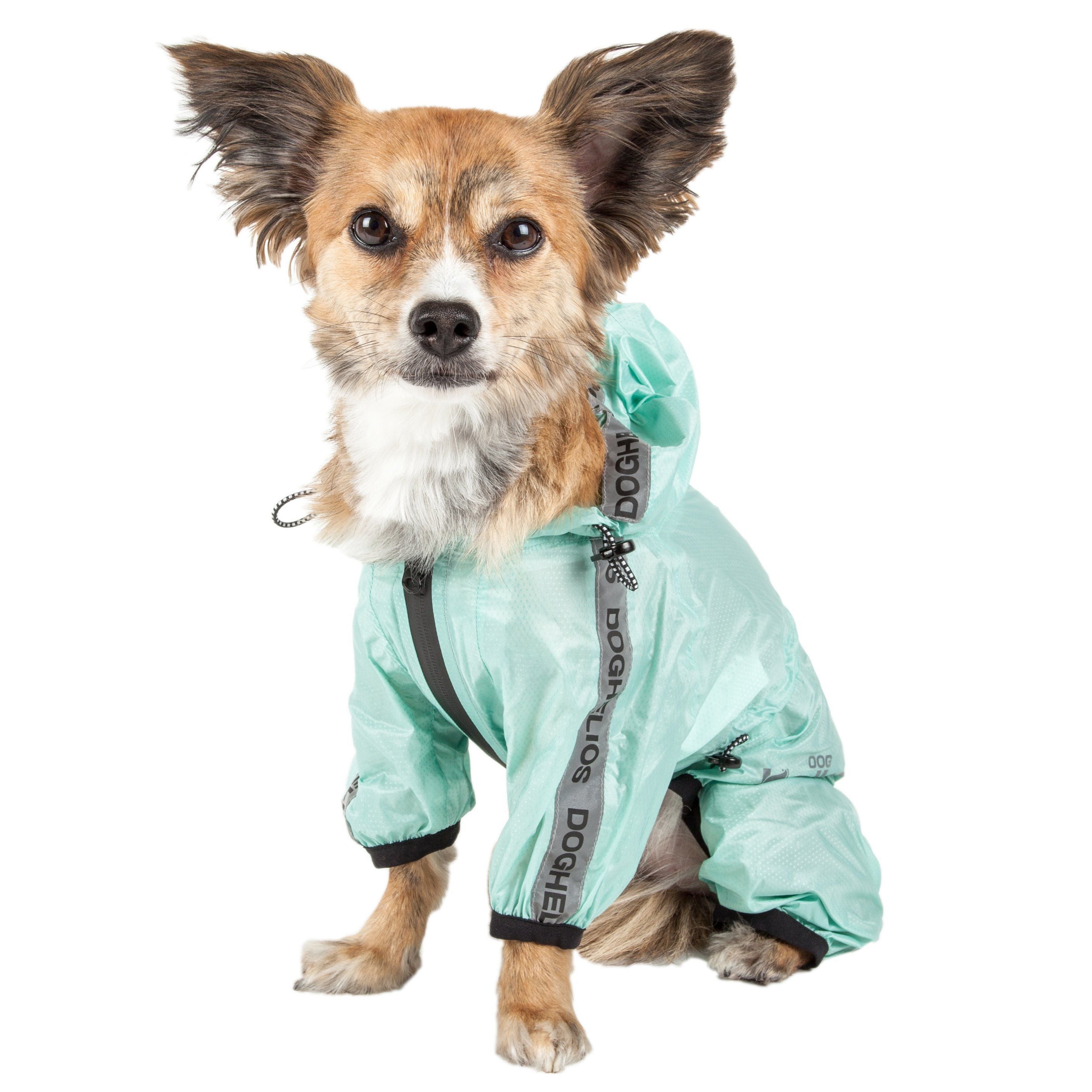 Dog Helios ® 'Torrential Shield' Waterproof and Adjustable Full Body Dog Raincoat Aqua Blue