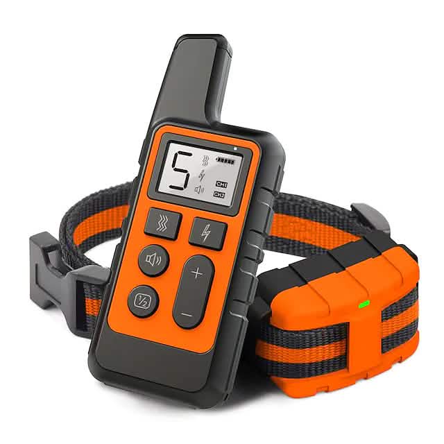 Dog Training Collar – Shock, Vibration & Beep | 875yd Range, Waterproof | 3 Colors Orange