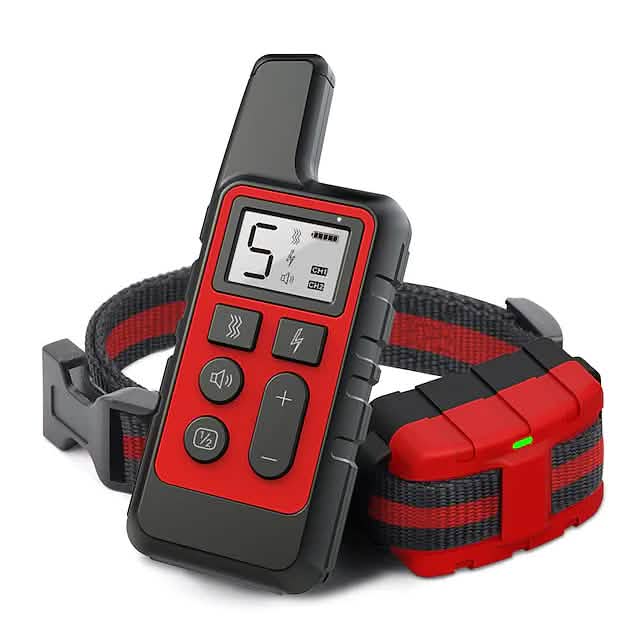 Dog Training Collar – Shock, Vibration & Beep | 875yd Range, Waterproof | 3 Colors Red