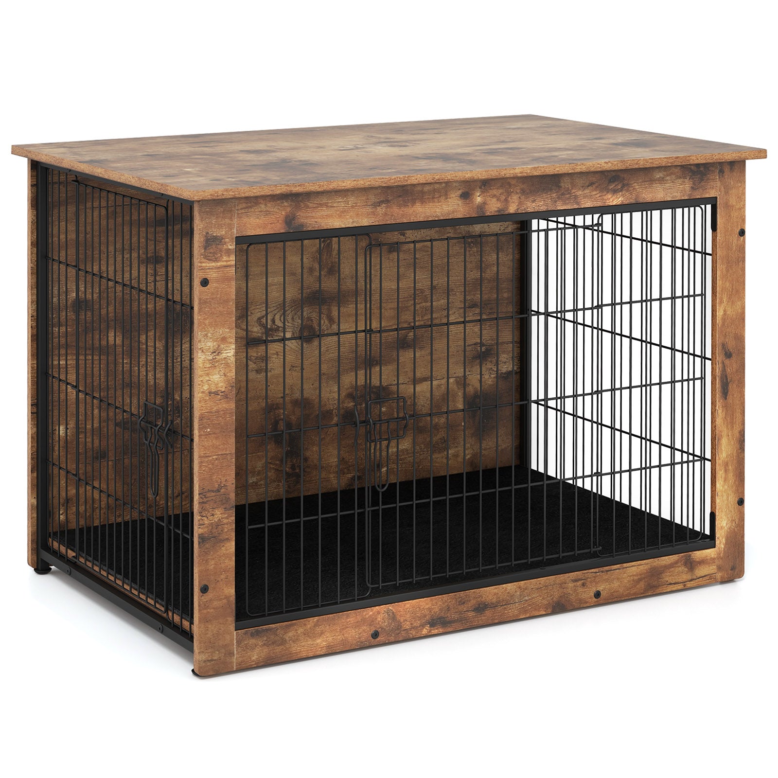 Dog Crate Furniture with Cushion and Double Doors for Small/Medium Dogs 37 Inches