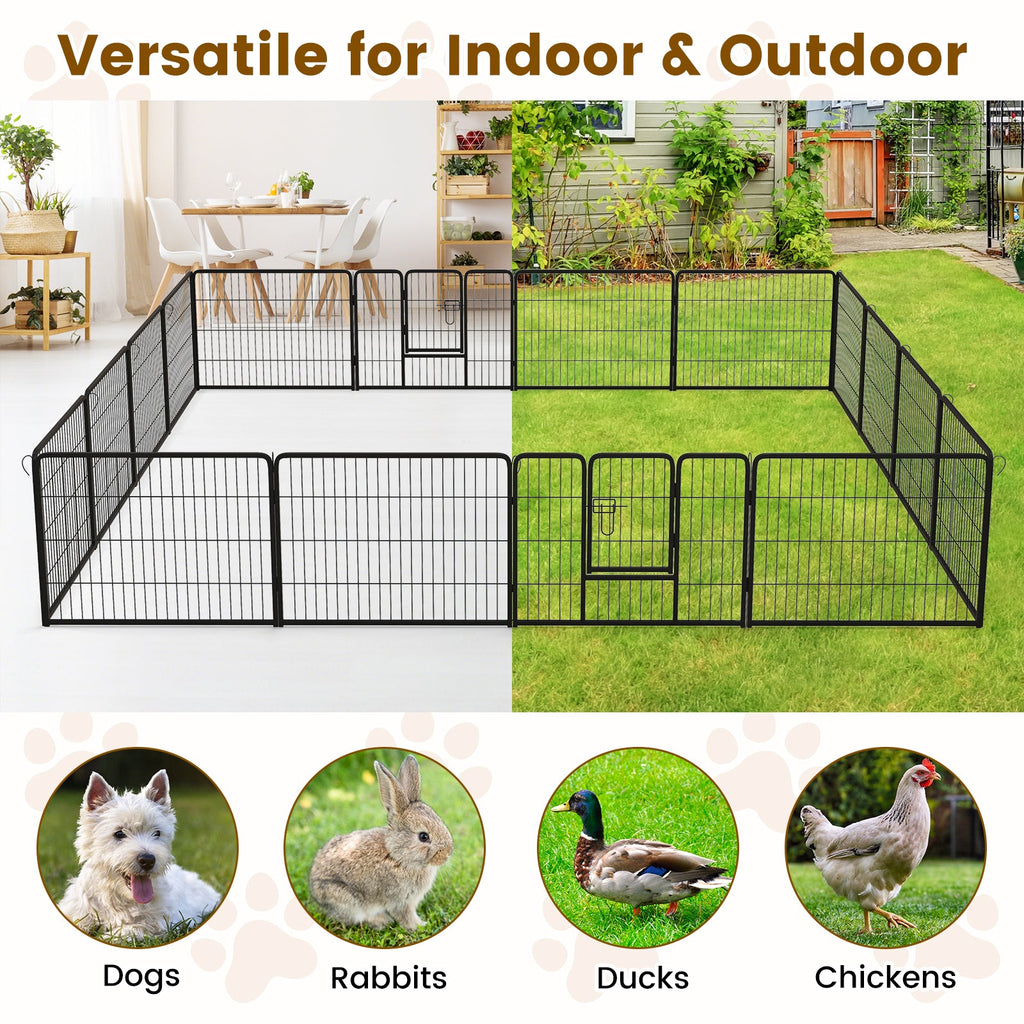 16 Panel 24/32/40 Inches Height Dog Playpen with Lock and Large Door