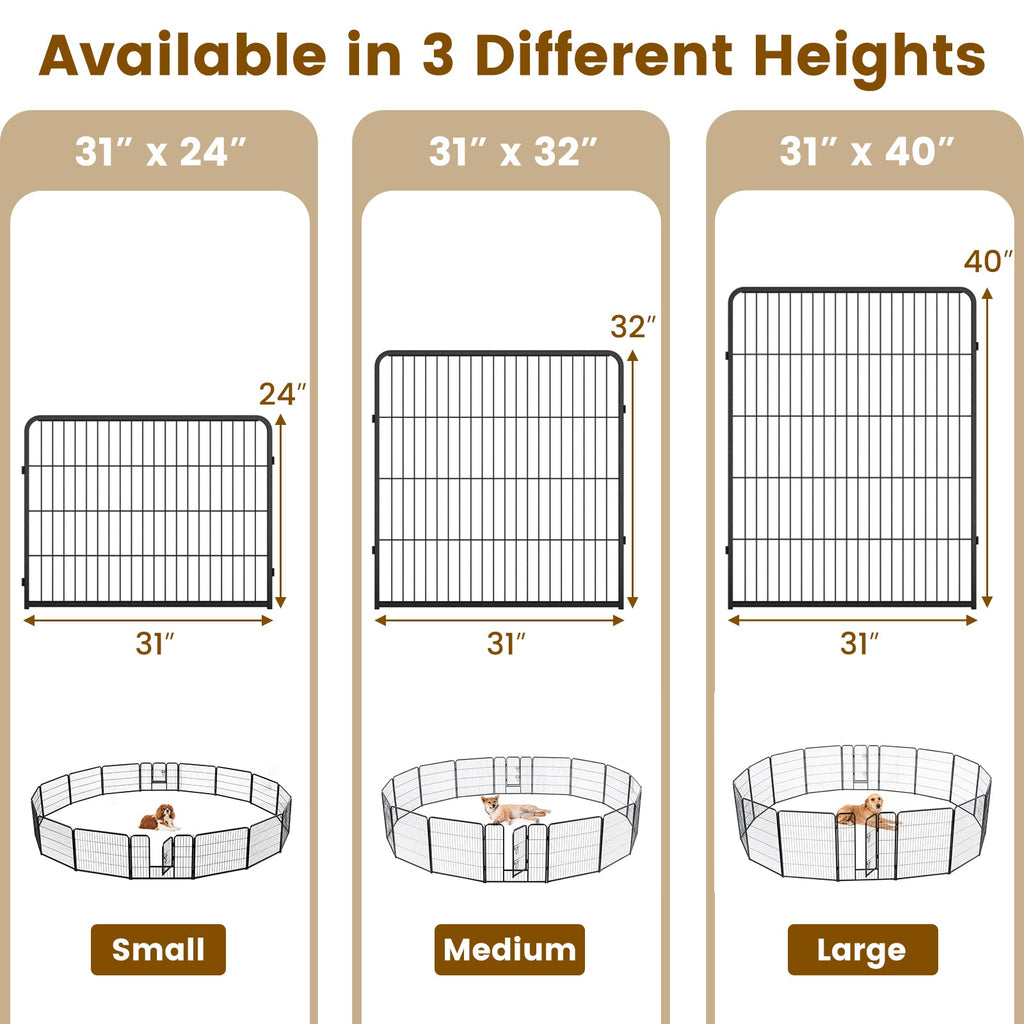 16 Panel 24/32/40 Inches Height Dog Playpen with Lock and Large Door