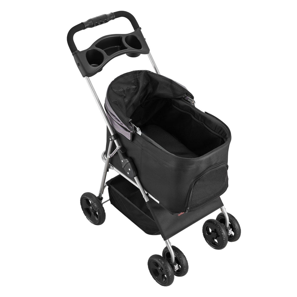 Pet Stroller - 35 lbs Weight Capacity, Foldable Dog Stroller Cart, 4 Wheels Cats Pram with Detachable Carrier & Mesh Windows, Portable Animal Carrier with Brake for Small to Medium Pets