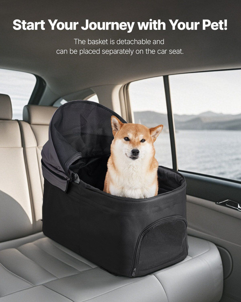 Pet Stroller - 35 lbs Weight Capacity, Foldable Dog Stroller Cart, 4 Wheels Cats Pram with Detachable Carrier & Mesh Windows, Portable Animal Carrier with Brake for Small to Medium Pets