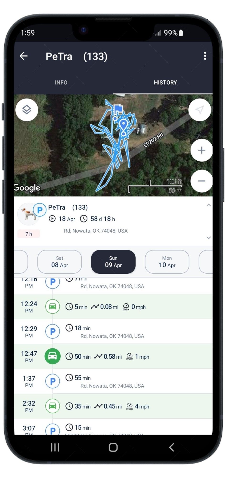 Keep Pet Safe with Pet Tracker GPS Dog Collar Tracking Device + Phone App Size:M